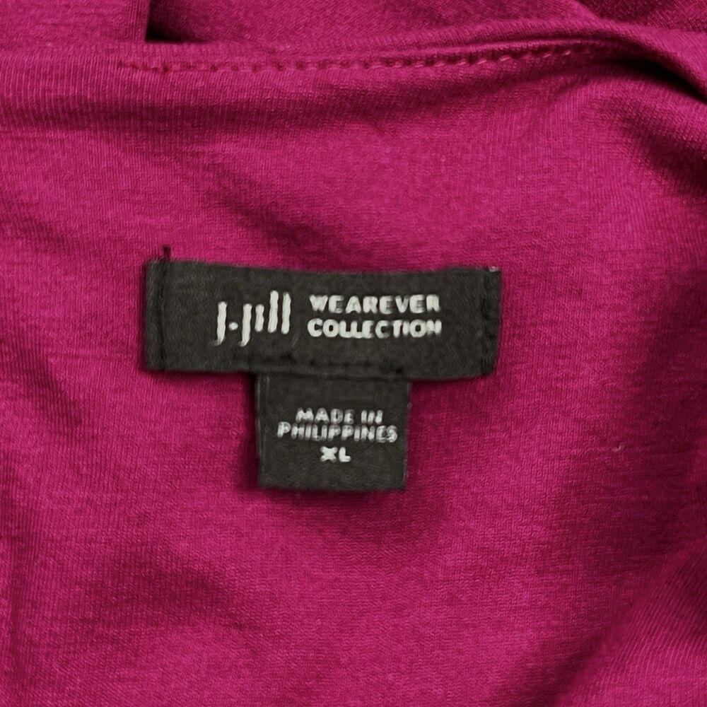 J JILL Wearever Dress Womens XL Key Hole Button Back Stretch Knit Berry - Picture 5 of 11